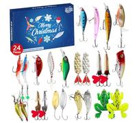 Fishing Advent Calendar 2024 24 Day of Countdown Fishing Tackle Advent Calendar Includes Various Baits Christmas Gifts for Men, Angler, Enthusiasts, Christmas Decorations