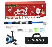 Fishing Advent Calendar 2024, 24 Days Advent Calendar, Unique Advent Calendar with Telescopic Fishing Poles, Christmas Countdown Xmas Surprise Gift for Dads and Fishing Lovers (Blue)