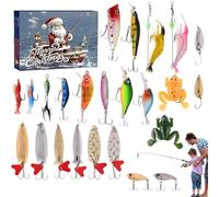 Fishing Advent Calendar 2024,24 Days Christmas Countdown Advent Calendar Fishing Lure Baits Tackle Set, Fishing Gifts for Anglers Adult Men Teen Boys (D)