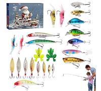 Fishing Advent Calendar 2024,24 Days Christmas Countdown Advent Calendar Fishing Lure Baits Tackle Set, Fishing Gifts for Anglers Adult Men Teen Boys (A)