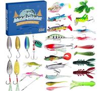 Fishing Advent Calendar 2024, 24 Days of Surprise with 27Pcs Fishing Lures Set for Fisherman Adult Men Teen Boys Dad Christmas Countdown