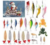 Fishing Advent Calendar,2024 Advent Calendar Fishing Christmas Countdown,24 Days of Christmas Countdown Calendar with Fishing Lures Set for Fisher Adult Men Teen Boys Anglers (D)