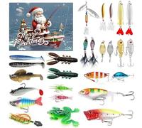 Fishing Advent Calendar,2024 Advent Calendar Fishing Christmas Countdown,24 Days of Christmas Countdown Calendar with Fishing Lures Set for Fisher Adult Men Teen Boys Anglers (B)