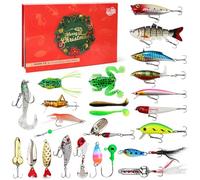 Fishing Advent Calendar 2025-24 Day Lure Set with Crankbaits, Frogs & Spinners | Bass Freshwater Fishing Gifts for Men, Dad, Teen Boys | Christmas Countdown Surprise