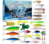 Fishing Advent Calendar 2025, 24 Days Christmas Fish Countdown with Essential Tackle & Hooks, Festive Gift for Men, Teen Boys & Fishing Lovers (B)