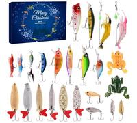 Fishing Advent Calendar 2025, 24 Days Christmas Fish Countdown with Essential Tackle & Hooks, Festive Gift for Men, Teen Boys & Fishing Lovers (C)