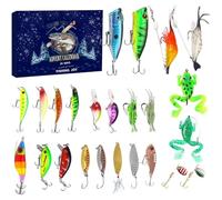 Fishing Advent Calendar 2025, 24 Days Christmas Fish Countdown with Essential Tackle & Hooks, Festive Gift for Men, Teen Boys & Fishing Lovers (E)