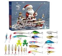 Fishing Advent Calendar 2025, 24 Days Christmas Fish Countdown with Essential Tackle & Hooks, Festive Gift for Men, Teen Boys & Fishing Lovers (A)