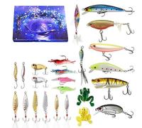 Fishing Advent Calendar 2025, 24 Days Fish Lure Christmas Countdown Calendar, Countdown to Christmas Fishing Lures Set for Fisher Adult Men Teen Boys (Blue-B)