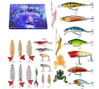 Fishing Advent Calendar 2025, 24 Days Fish Lure Christmas Countdown Calendar, Countdown to Christmas Fishing Lures Set for Fisher Adult Men Teen Boys (Blue-1)