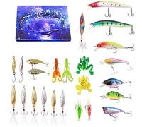 Fishing Advent Calendar 2025, 24 Days Fish Lure Christmas Countdown Calendar, Countdown to Christmas Fishing Lures Set for Fisher Adult Men Teen Boys (Blue-5)