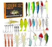 Fishing Advent Calendar 2025 24Pcs Fishing Lure Kits Christmas Advent Calendar with Soft Plastic Baits for Men Teens Boys..