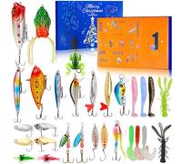 Fishing Advent Calendar 2025 Adult Men Boys, 24 Days Christmas Countdown Gifts Fishing Lure with Tackle Box Advent Calendar Set for Fisherman Father Granpa Brother, Xmas Surprise Fishing Gifts