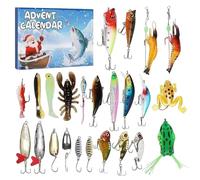 Fishing Advent Calendar 2025, Fishing Lure Set 24 Days Countdown Calendar Includes Various Baits for Enthusiasts, Christmas Surprises for Dad Men Advent, Christmas Calend