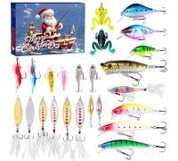 Fishing Advent Calendar 2025 for Men,24-Day Christmas Countdown Calendar with Fishing Lures Set,Mens Advent Calendars 2025,Unusual Xmas Gifts for Men Adult Anglers Teen Boys