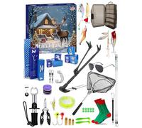 Fishing Advent Calendar 2025 for Men, Advent Calendar Fishing Christmas Countdown, 24 Days Fishing Lures Set with Fishing Rod Holder, Fish Lip Gripper, Hook Tier, for Father, Husband, or Boyfriend