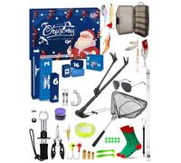 Fishing Advent Calendar 2025 for Men, Advent Calendar Fishing Christmas Countdown, 24 Days Fishing Lures Set with Fishing Rod Holder, Fish Lip Gripper, Hook Tier, for Father, Husband, or Boyfriend