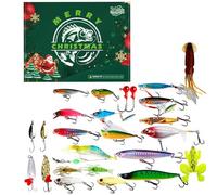 Fishing Advent | Christmas Advent Calendar 24 Days | Realistic Lures Set - for Bar Trout Lake River Stream Freshwater Saltwater Fisherman Men Dad Son