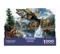 Fishing Adventure 1000 Piece Educational Game Decompression Puzzle -Giant Fish over Mountain Waterfall for Adults Wall Decoration And Gifts70x50cm/1000pcs