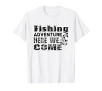 Fishing Adventure Here We Come Fisherman Value Graphic T-Shirt, Men, White, L
