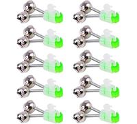 Fishing Alarm,10 Pcs Silver Fishing Rod Bells Double Bell Green Galvanized Fish Bite Alarm Portable Reusable Bite Indicator for Night Fishing Bite Indicators 1.89 Inch