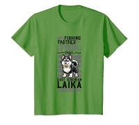 Fishing and East Siberian Laika T-Shirt, Youth, Grass Green, Medium
