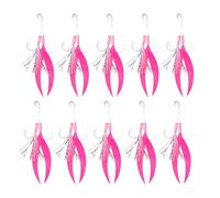 Fishing Assist Hook for Vertical Jigging Lures, 10Pcs Jigging Hook Slow Fast Fall Jigs Fishing Replacements Ribbon Double