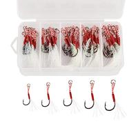 Fishing Assist Hooks 50pcs Auxiliary Luminous Hook Jigs Fishing Hook with Auxiliary Rope