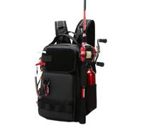 Fishing Backpack, Gear Storage Bag, 8.27 x 5.51 x 12.99 Inches Waterproof Tackle Organizer, Multifunctional Portable Carry System, for Hunting Travel Camping Saltwater Freshwater Adventure Equipment