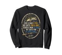 Fishing Badge Teach A Man To Fish Vintage Angler Gift Sweatshirt