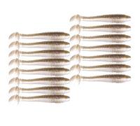Fishing Bait 20-Piece T-Tail Spiral Insect Texas Rig Soft Plastics Bait Compatible with Sea Bass Mandarin Fish Fishing Gear(Brown,7.5cm)