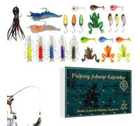 Fishing Bait Advent Calendar 2025, 24 Day Fishing Bait Advent Calendar for Freshwater, Saltwater, River, Trout, Bass, Men Anglers, Holidays Festival