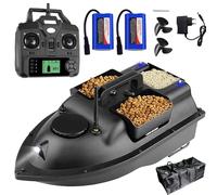 Fishing Bait Boat with GPS, 500m Remote Control, Marks 16 Locations, 2 Batteries, Large Capacity Hoppers, Auto Cruise Double Motor, for Carp, 12000mAh