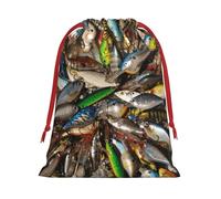 Fishing Bait Drawstring Gift Bag Holiday Present Goody Bags For Xmas Party Reusable Storage Pouches