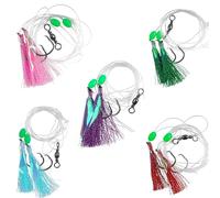 Fishing Bait Rigs, 5Packs Saltwater Flounder Rigs with Mono Leader Swivel Fish Skin for Flounder Sea Bass Halibut Pompano Fishing