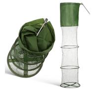 Fishing Bait Trap, Fishing Keepnet with Stainless Steel Ground Stake, Foldable Fish Landing Net Trap, Portable Mesh Cage for Carp Coarse, Crab Crayfish Shrimp Catching