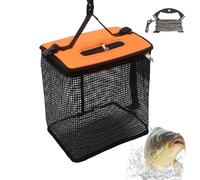 Fishing Basket - Floating Fish Net Basket | Floating Basket For Live Caught Fish, Large Foldable Floating Fish Basket, Quick Dry Rubber Coated Fishing Net Basket P