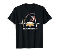 Fishing Beer Heartbeat Fun Gift For Men Fishermen Dad T-Shirt
