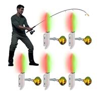 Fishing bells, LED fall protection, light change alarm, 5-piece bite alarm for night fishing, for catfish, carp, anglers, at night, river, pond, lake, surfing