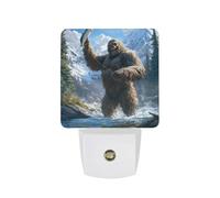 Fishing Bigfoot Fisher Funny Night Light Plug in Wall Auto Sensor LED Nightlight for Hallway Bedroom Kitchen Stair