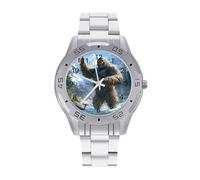 Fishing Bigfoot Fisher Men's Business Watch with Stainless Strap Fashion Easy Reader Wristwatch Gifts for Men