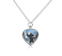 Fishing Bigfoot Fisher Pet Urns Necklace Jewelry Printed Heart Pendant Cremation Ashes Necklaces Keepsake with Funnel Kit