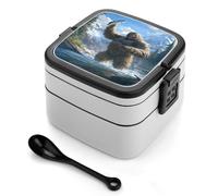 Fishing Bigfoot Fisher Portable Bento Box Leakproof Lunch Boxes Reusable Food Storage Container for Work Picnic Travel