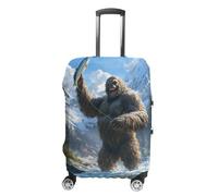 Fishing Bigfoot Fisher Printed Luggage Cover Washable Suitcase Protector Fits 19-32 Inch Funny Travel Accessories