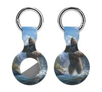 Fishing Bigfoot Fisher Silicone Protective Case Compatible with Airtag Funny GPS Tracker Accessories for Luggage Pet Collar