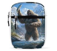 Fishing Bigfoot Fisher Unisex Multi Purpose Mini Crossbody Bag Waterproof Small Shoulder Purse for Work Travel Shopping