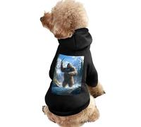 Fishing Bigfoot Fisher Warm Dog Hooded Sweatshirt with Hat Soft Pet Pullover Clothes for Small Medium Large Pets