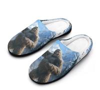 Fishing Bigfoot Fisher Women's Cotton Slippers Winter Indoor Outdoor House Shoes Gift for Travel Bedroom Hotel 11-12(42-43)