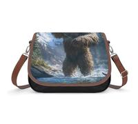 Fishing Bigfoot Fisher Women's Leather Crossbody Bags with Adjustable Strap Casual Printed Shoulder Handbag