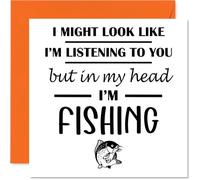 Fishing Birthday Card for Men Women - In my Head - Happy Birthday Card for Auntie Uncle Nanny Colleague, 145mm Bday Greeting Cards